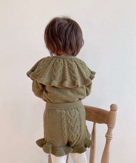 即納  frill knit set up