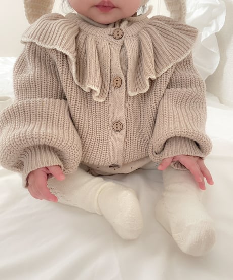 即納ruffle collar  knit cardigan