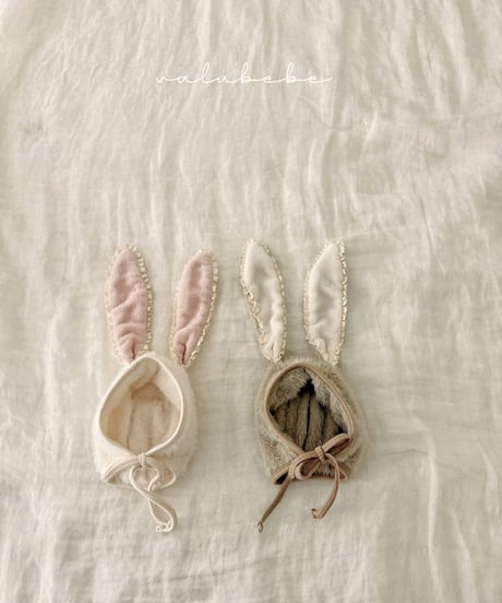 即納valubebe Bunny Fur Bonnet Hat (bebe)