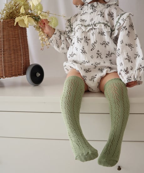即納baby openwork color high socks