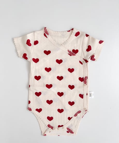 即納 newborn ribbon & heart rompers