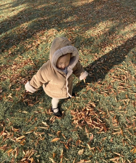 即納baby corduroy boa coat