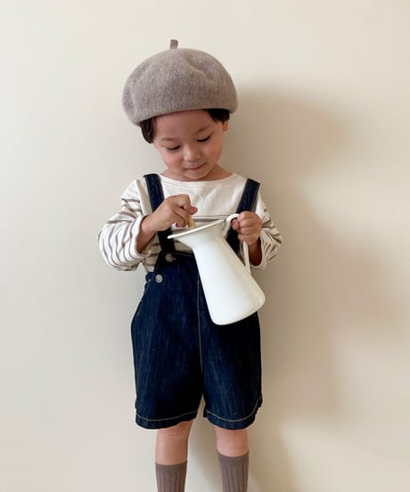 即納monbebe × alli   indigo denim salopette