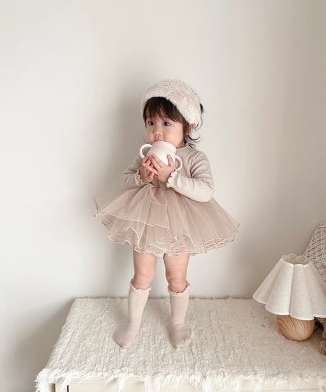 即納volume tulle rompers