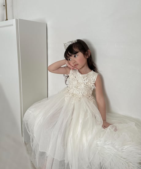即納flower  motif tulle dress