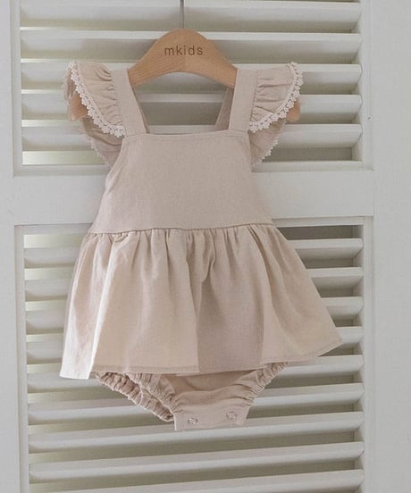 即納 m-kids  Linen frill suit