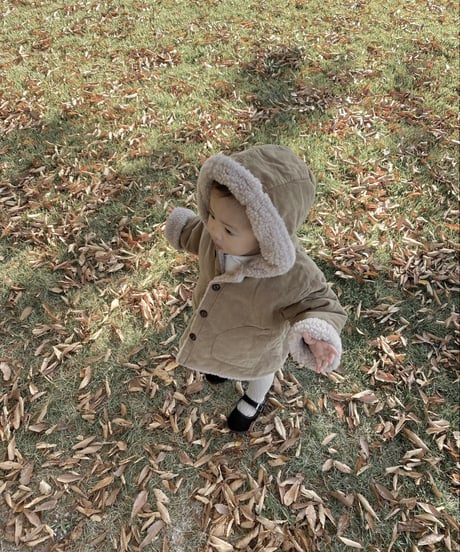 即納baby corduroy boa coat