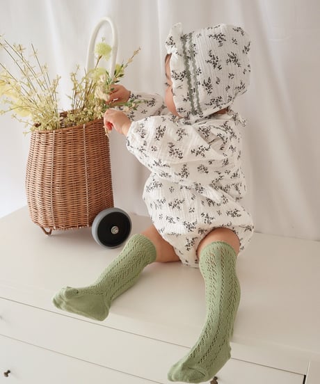 即納baby openwork color high socks