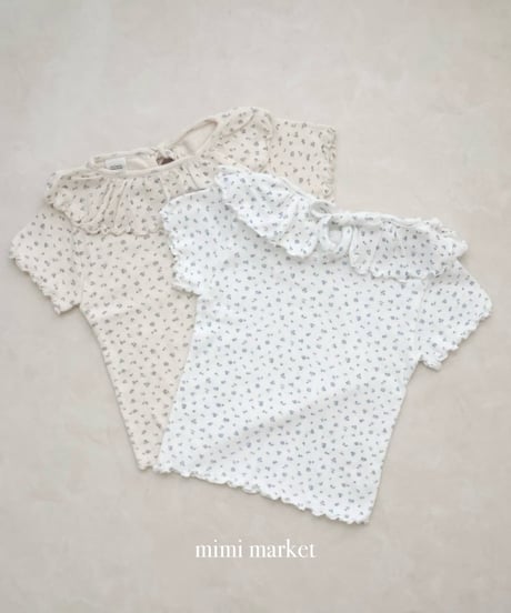 即納mimi market Flora collar tee