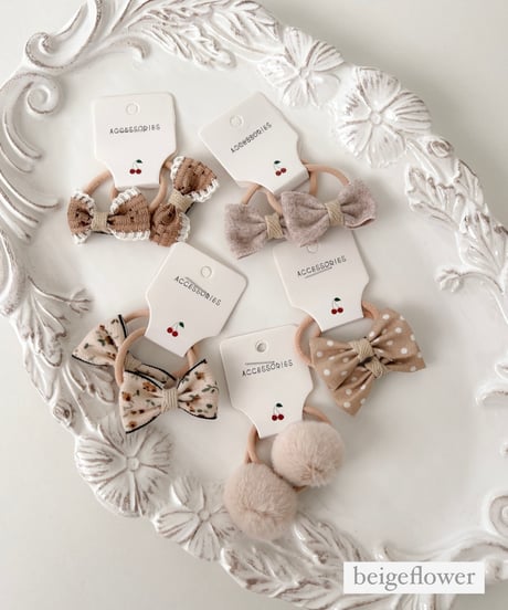 即納retro ribbon hair tie set