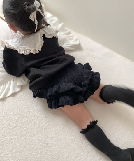 即納 knit frill pants