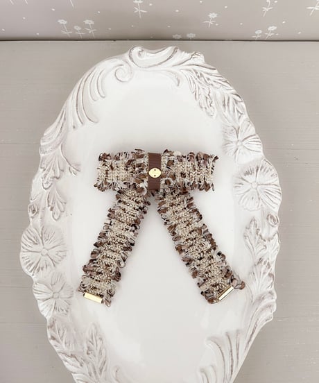 即納Fringe Tweed Hair Clip