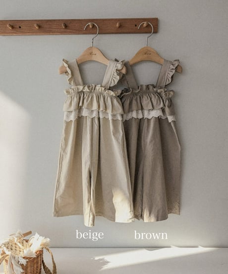 即納ROA Lace ruffle suspender pants