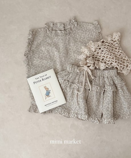 予約mimi market Line frill sleeveless top