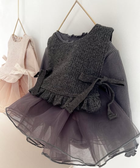 即納volume tulle rompers