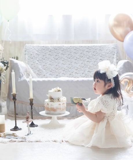 即納hibye  balloon sleeve flower flare dress