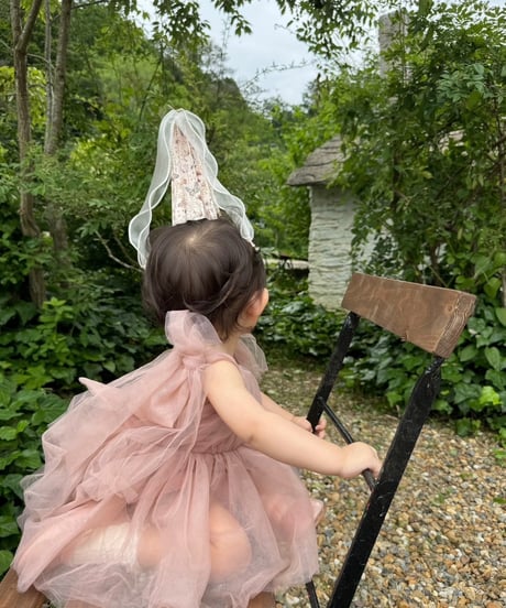 即納shoulder ribbon tulle dress
