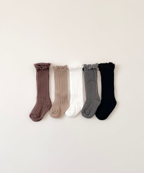 即納 lib frill knee high socks