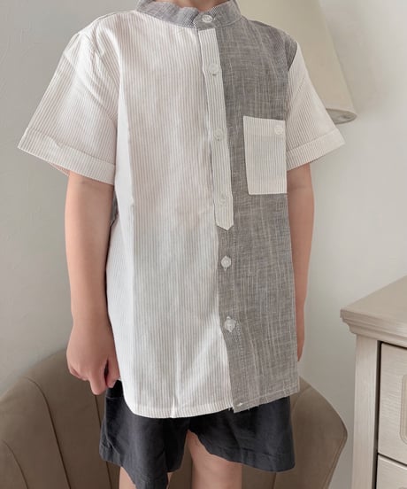 一部即納Dual Stripe Stand Collar  Shirt