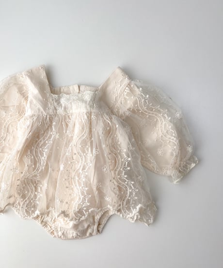 即納square neck lace tulle rompers