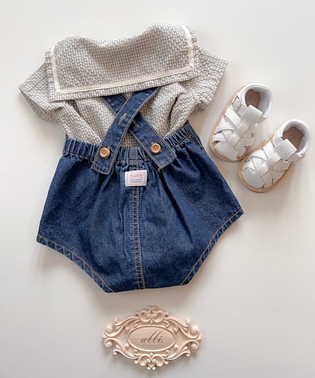 即納monbebe Check sailor suit