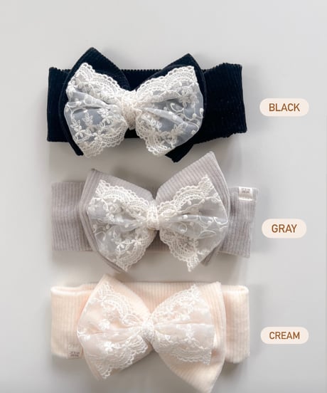 即納 velours lace ribbon hair band