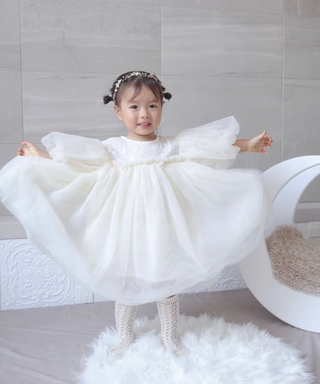 即納balloon sleeve tulle dress