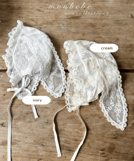 即納 monbebe  Lace bunny bonnet