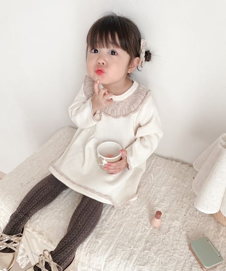 即納 scallop knit one-piece