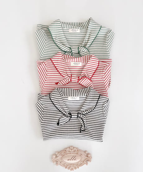 即納Milk stripe sailor  T-shirt