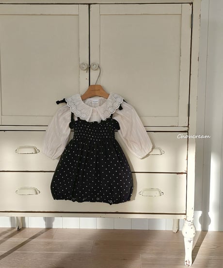 即納dot ribbon bustier rompers