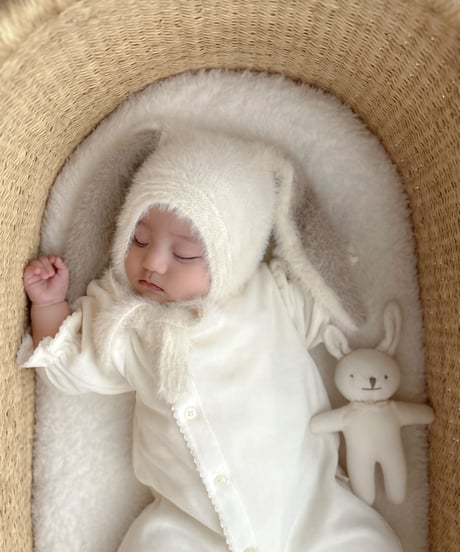 即納rabbit knit bonnet