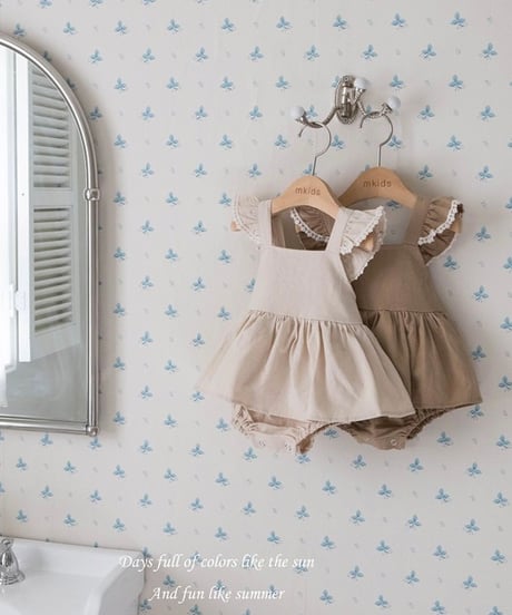 即納 m-kids  Linen frill suit