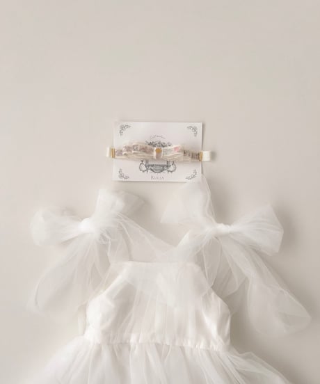 即納shoulder ribbon tulle dress