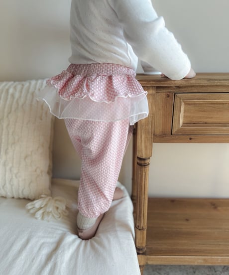 即納 milkbalm frill check pant