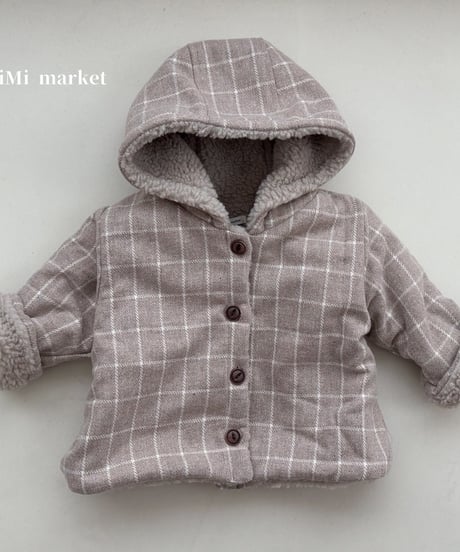 即納 mimi market Check Dumbled hoody