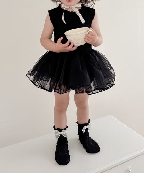 即納no sleeve tulle rompers