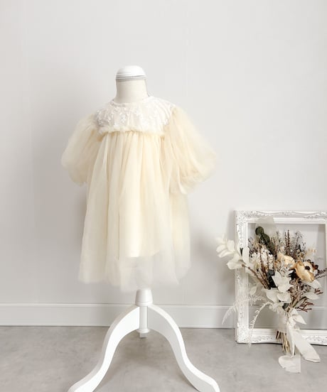 即納balloon sleeve tulle dress