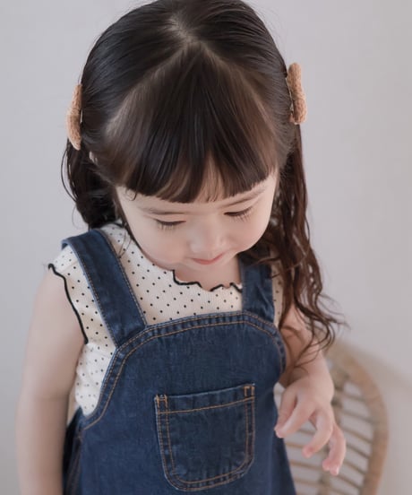 即納monbebe Bongbong denim suspender skirt