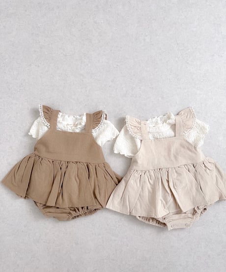 即納 m-kids  Linen frill suit