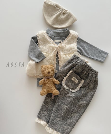 即納 aosta Fur open vest