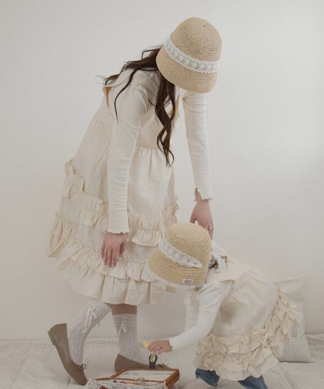 即納 monbebe Mono frill one piece (ママとお揃い)