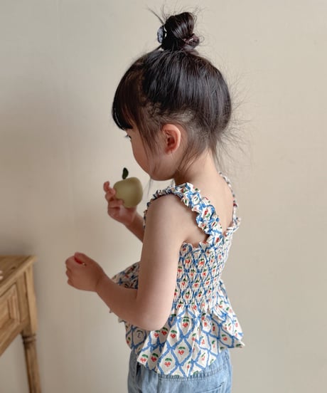 即納melikey Cherry ribbon terking blouse