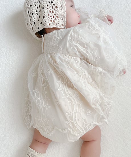 即納square neck lace tulle rompers