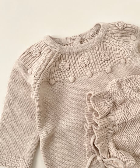即納flower knit rompers