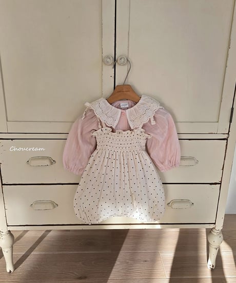即納dot ribbon bustier rompers