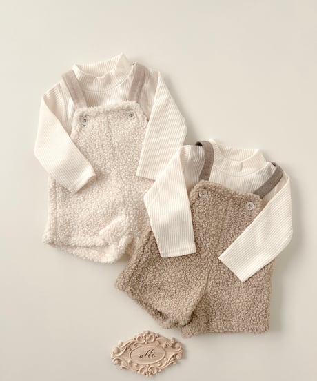即納Teddybear salopette & lib tee Set