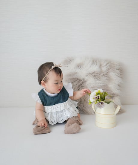 即納denim fril rompers