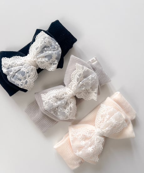 即納 velours lace ribbon hair band