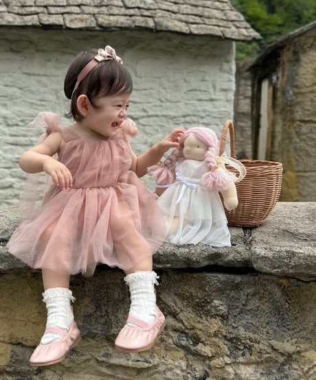 即納shoulder ribbon tulle dress
